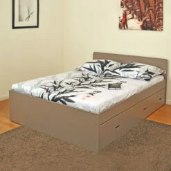 Lit 2 Tiroirs Avec 2 Chevets En Bois Gris - LT14015 -Doublures De Lit Soldes 2024 lit xenia ambiance 3