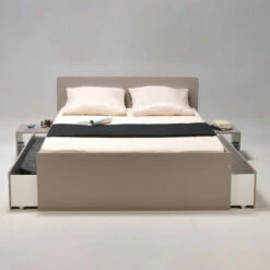 Lit 2 Tiroirs Avec 2 Chevets En Bois Gris - LT14015 -Doublures De Lit Soldes 2024 lit xenia gris ambiance 2