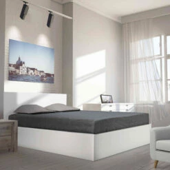 Lit Coffre Avec Sommier En Bois Blanc - LT14022