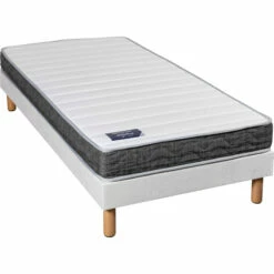 Ensemble Matelas Mousse Haute Densité Confort Sérénité + Sommier + Pieds -Doublures De Lit Soldes 2024 matelas mousse haute densit confort s r nit 90x190 presente en ensemble 1