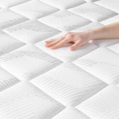 Ensemble Matelas Sommier, Ressorts Ensachés + 2cm Mousse Mémoire RV2 -Doublures De Lit Soldes 2024 matelas ressorts ensach s 2cm mousse m moire rv2 zoom tissu 1 1