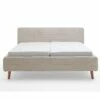 Lit Capitonné En Velours Avec Tête De Lit Lisse - LT8002 1 Lit Capitonné En Velours Avec Tête De Lit Lisse - LT8002 -Doublures De Lit Soldes 2024 mattis beige cotel face matelas fond blanc