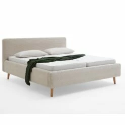 Lit Capitonné En Velours Avec Tête De Lit Lisse - LT8002 -Doublures De Lit Soldes 2024 mattis beige cotel profil fond blanc