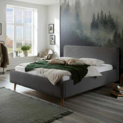 Lit Capitonné En Velours Avec Tête De Lit Lisse - LT8002 -Doublures De Lit Soldes 2024 mattis cotel anthracite face ambiance