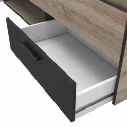 Lit 140x190 En Bois Chêne Brossé Et Noir - LI171 -Doublures De Lit Soldes 2024 michi 2