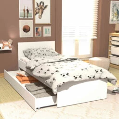 Lit Tiroirs En Bois Blanc - LT14013 -Doublures De Lit Soldes 2024 oslo enfant