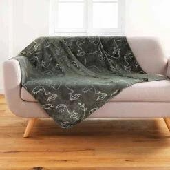 Plaid Flanelle Imprimé Métallisé Arty Line 125x150 Cm -Doublures De Lit Soldes 2024 plaid arty kaki