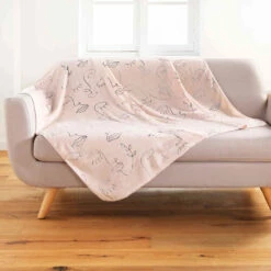 Plaid Flanelle Imprimé Métallisé Arty Line 125x150 Cm -Doublures De Lit Soldes 2024 plaid arty rose