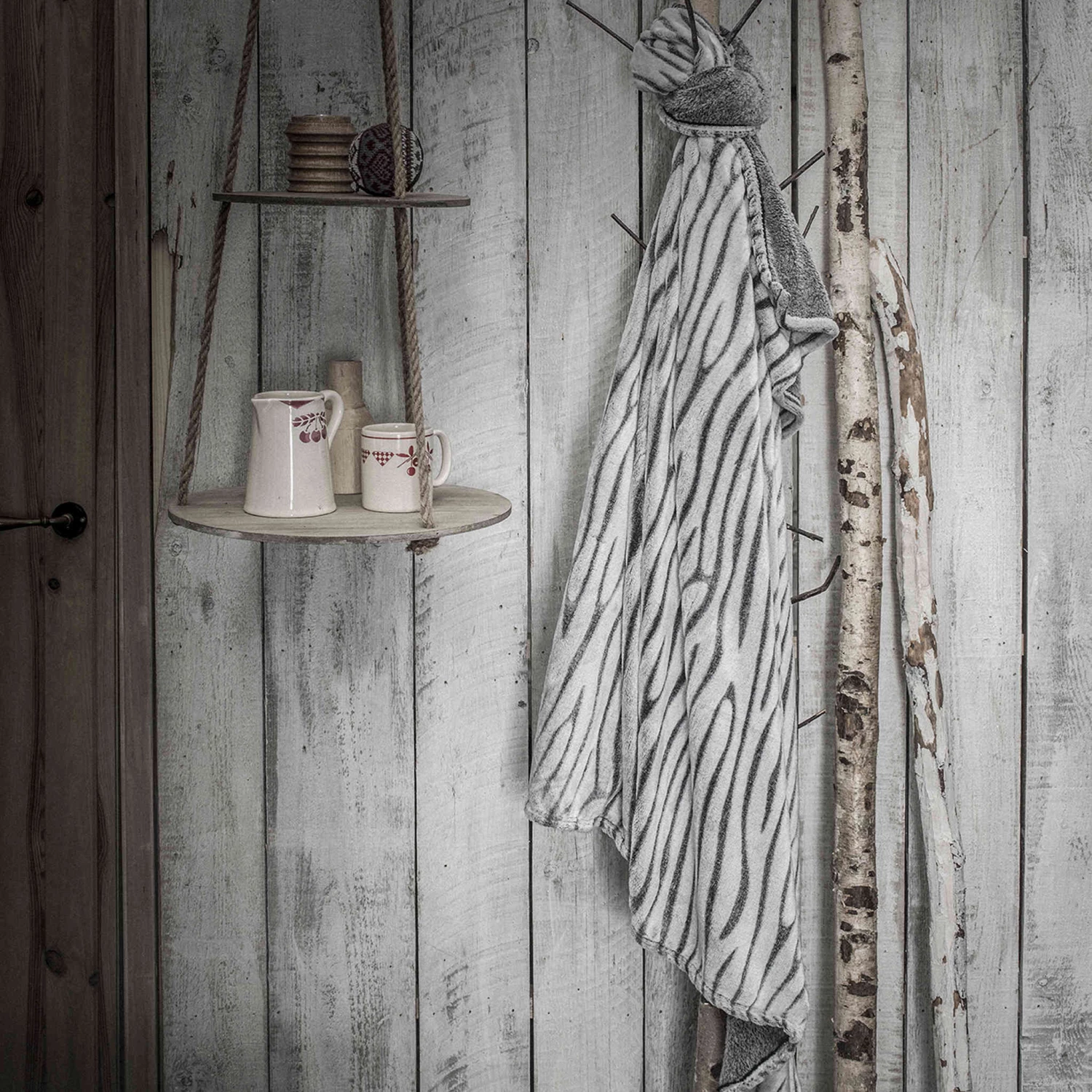 Plaid Today Chalet Écorce Gris 125x150 3 Plaid Today Chalet Écorce Gris 125x150