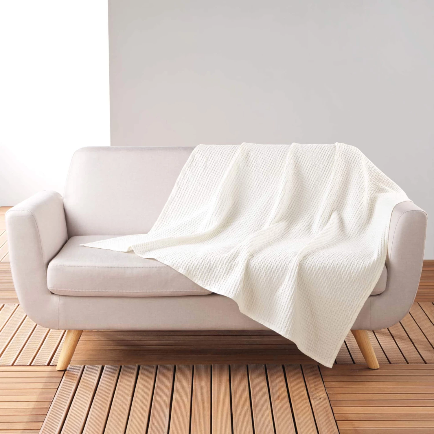 Plaid Gaufrette En Coton Uni 125x150 Cm 6 Plaid Gaufrette En Coton Uni 125x150 Cm – Image 4