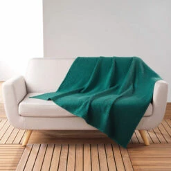 Plaid Gaufrette En Coton Uni 125x150 Cm 19 Plaid Gaufrette En Coton Uni 125x150 Cm -Doublures De Lit Soldes 2024 plaid gaufrette petrole