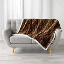 Plaid Imitation Fourrure/sherpa Grizzly 125x150 Cm -Doublures De Lit Soldes 2024 plaid grizzly choco
