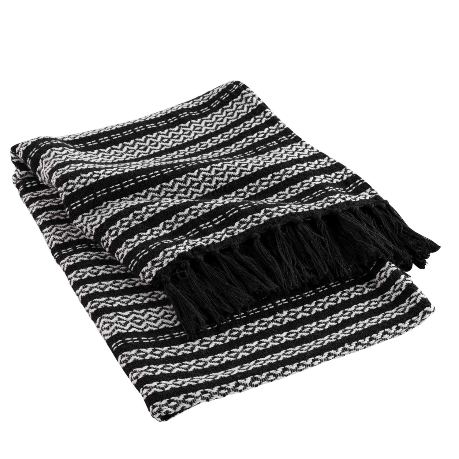 Plaid à Franges En Coton Tissia 125x150 Cm 6 Plaid à Franges En Coton Tissia 125x150 Cm – Image 4