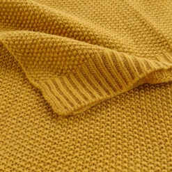 Plaid Tricotine 125x150 Cm -Doublures De Lit Soldes 2024 plaid tricotine ocre