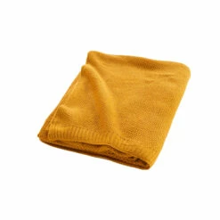 Plaid Tricotine 125x150 Cm -Doublures De Lit Soldes 2024 plaid tricotine ocre zoom 1 1