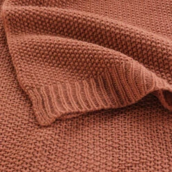 Plaid Tricotine 125x150 Cm -Doublures De Lit Soldes 2024 plaid tricotine terracotta