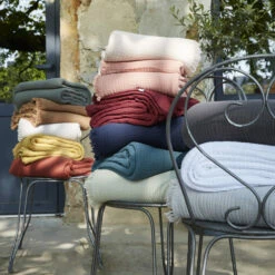 Plaid Gaze De Coton à Franges Orange Terracotta -Doublures De Lit Soldes 2024 plaids 11