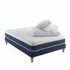 Ensemble Matelas Ressorts Et Mémoire De Forme, Sommier, Pieds, Couette Et Oreiller Rêve 600 - SOMEO -Doublures De Lit Soldes 2024 reve 600 mat som cou or 3 4 fond blanc