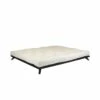 Lit Futon Senza En Bois Massif Noir -Doublures De Lit Soldes 2024 sanza noir matelas fond blanc