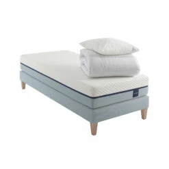 Ensemble Matelas Mémoire De Forme, Sommier, Pieds, Couette Et Oreiller Songe 600 - SOMEO -Doublures De Lit Soldes 2024 songe 600 mat som 90x200 cou or 3 4 fond blanc