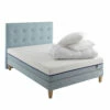 Ensemble Matelas Mémoire De Forme, Sommier, Pieds, Tête De Lit, Couette Et Oreiller Songe 600 - SOMEO -Doublures De Lit Soldes 2024 songe 600 mat som tdl cou or 3 4 fond blanc