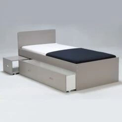 Lit 2 Tiroirs Avec 2 Chevets En Bois Gris - LT14015 -Doublures De Lit Soldes 2024 w15web096193080028 3 ambiance 1